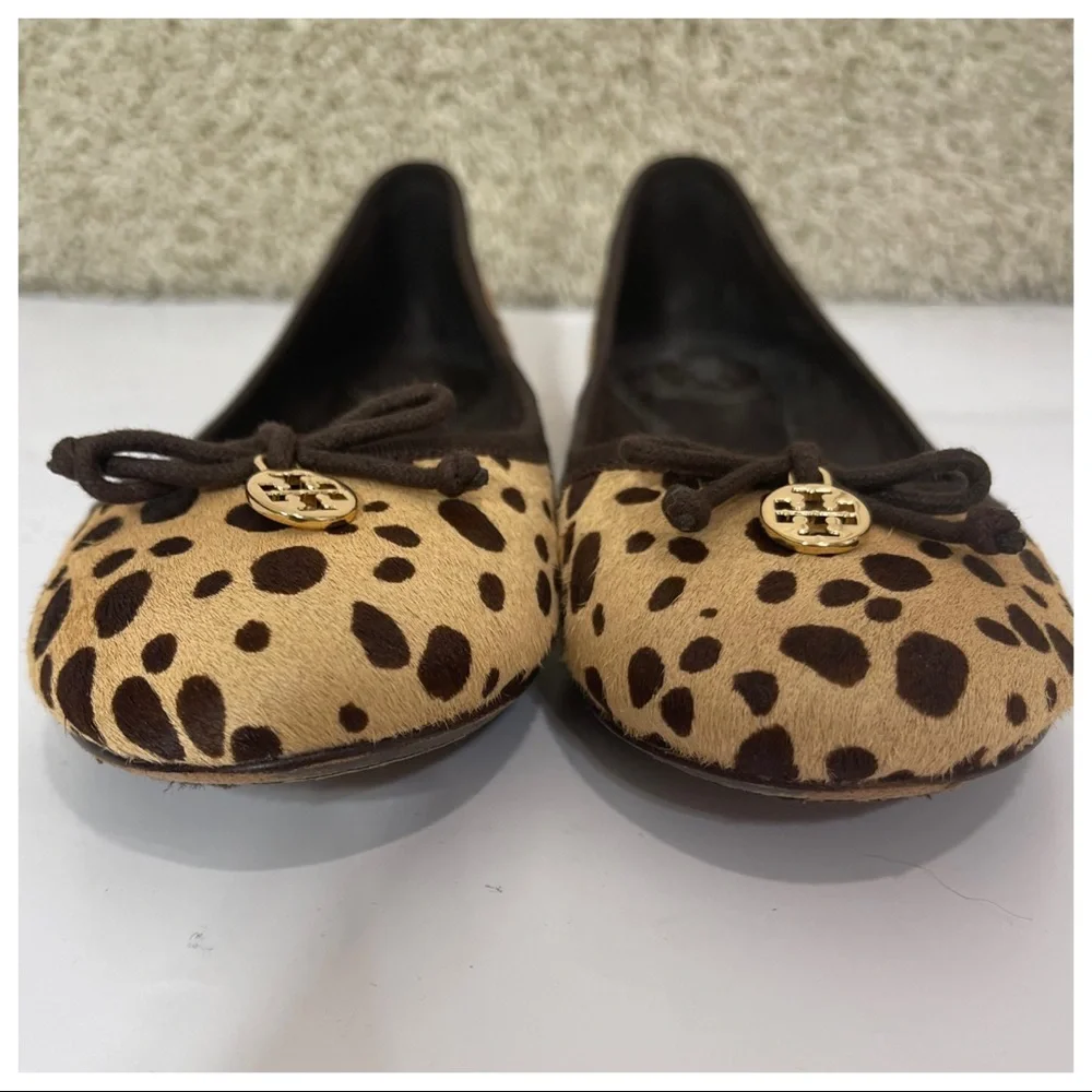 Tory Burch Leopard Bow Laila Calf Hair Ballet Flat